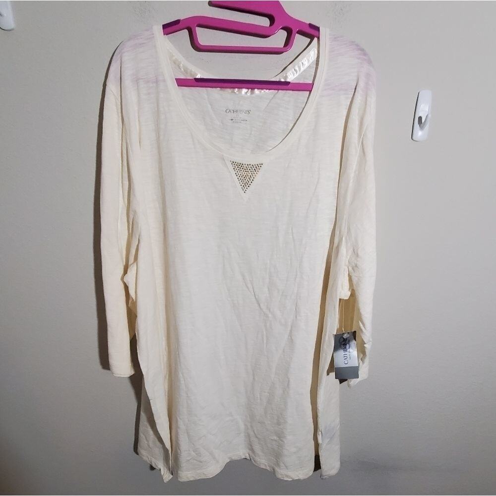 NEW Catherines cream studded shirt plus 2X